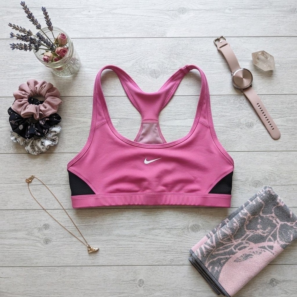 Nike Pro Womens Pink Black Mesh Racerback Sports Bra SP090611 Small